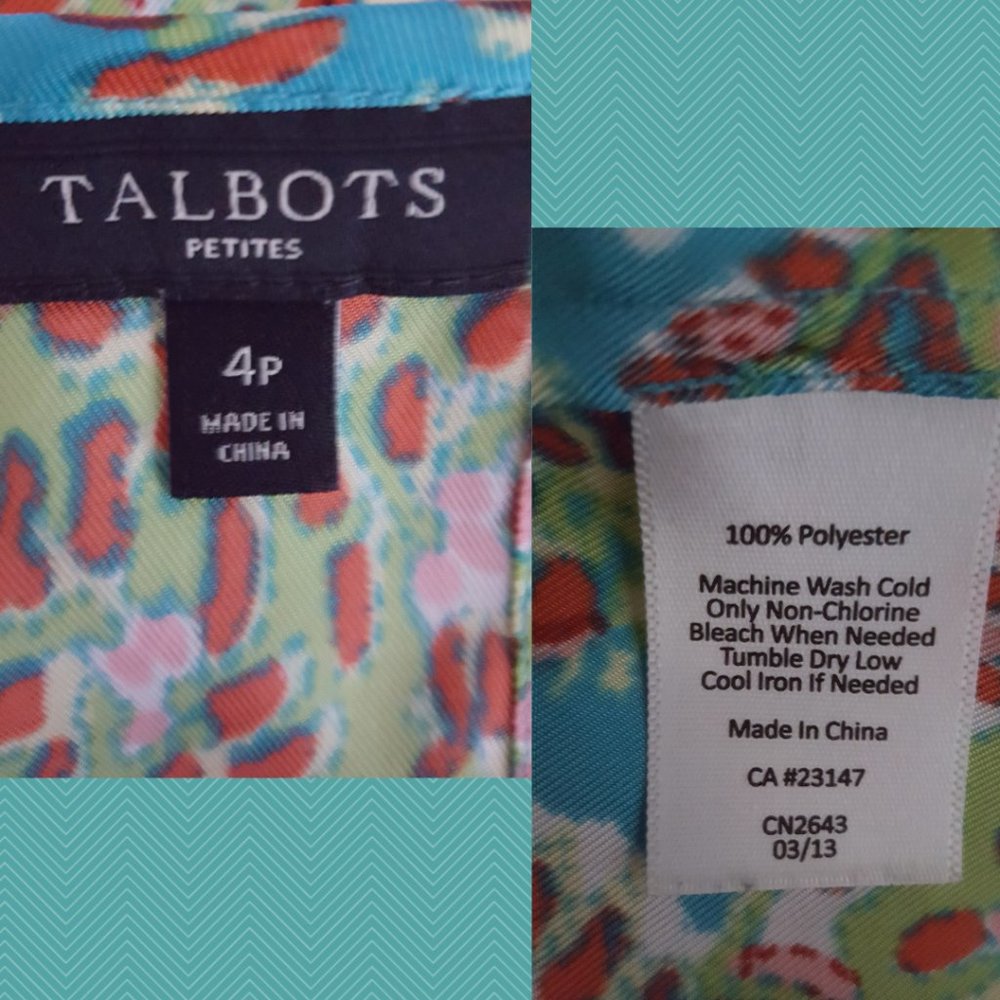 Talbots Abstract Printed Button Up Back Sleeveles… - image 4